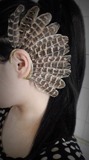 New Unique Unisex Big Feather Ear Cuff Non Piercing Gold Clip On Earrings For Women/Men