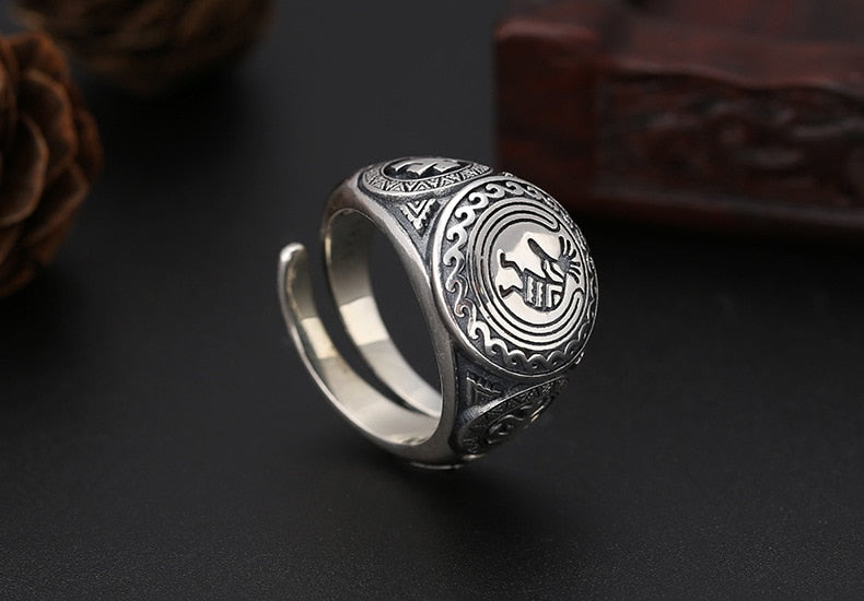Ethnic Adjustable Ring 100% 925 Real Sterling Silver Jewelry Men Women Kokopelli Native Opening Ring Christmas Gift Fine Jewelry