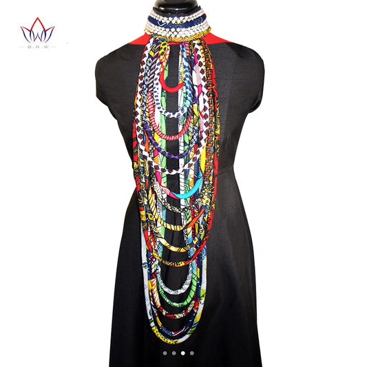African Ankara Necklace Wax Print Fabric Colorful Bib Necklace Shawl African Ankara Handmade Necklace Print Cloth Jewelry