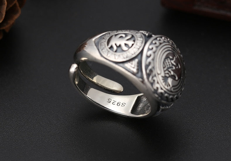 Ethnic Adjustable Ring 100% 925 Real Sterling Silver Jewelry Men Women Kokopelli Native Opening Ring Christmas Gift Fine Jewelry