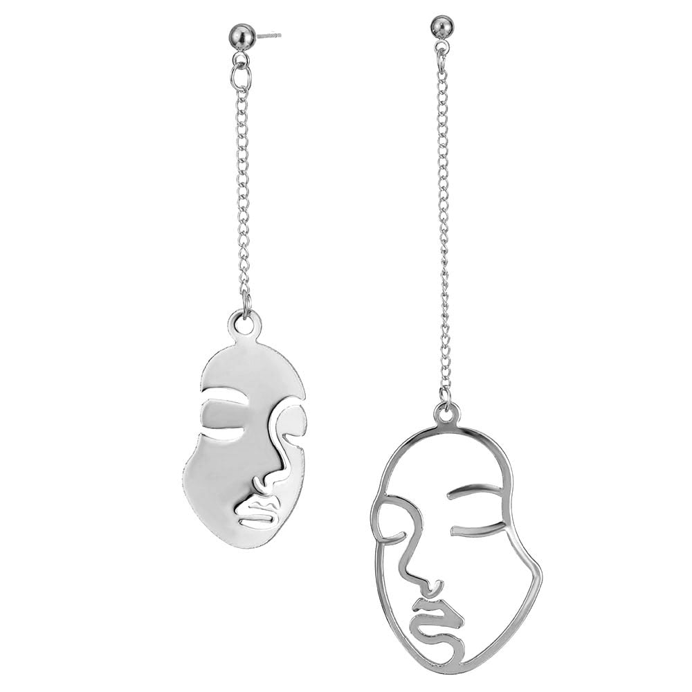 Face Earrings Hallow Abstract Art Drop Earrings For Women Girls Statement Tassel Earrings Gift