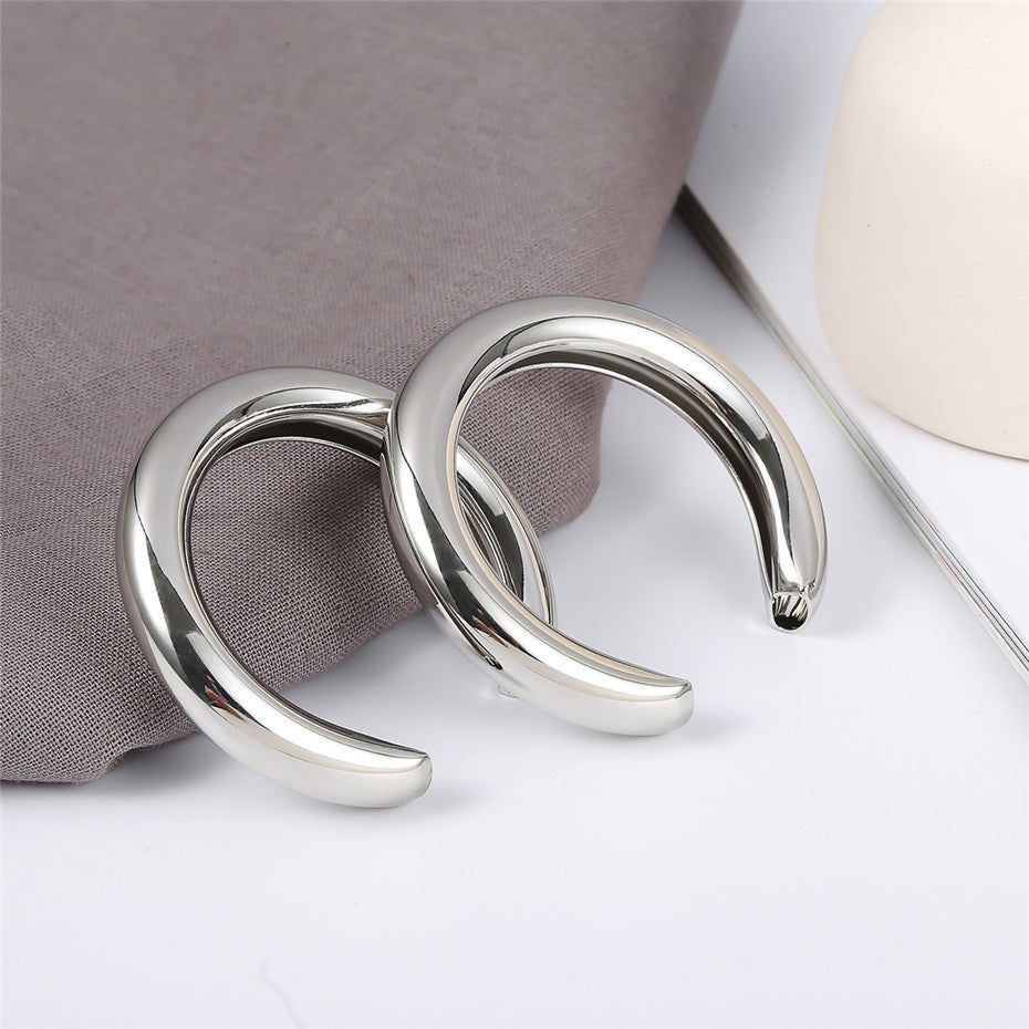 Punk Gold Color Big Hoop Earring Statement Simple Half Moon Crescent Thick Tube Circle Earring 2020 Ear Jewelry