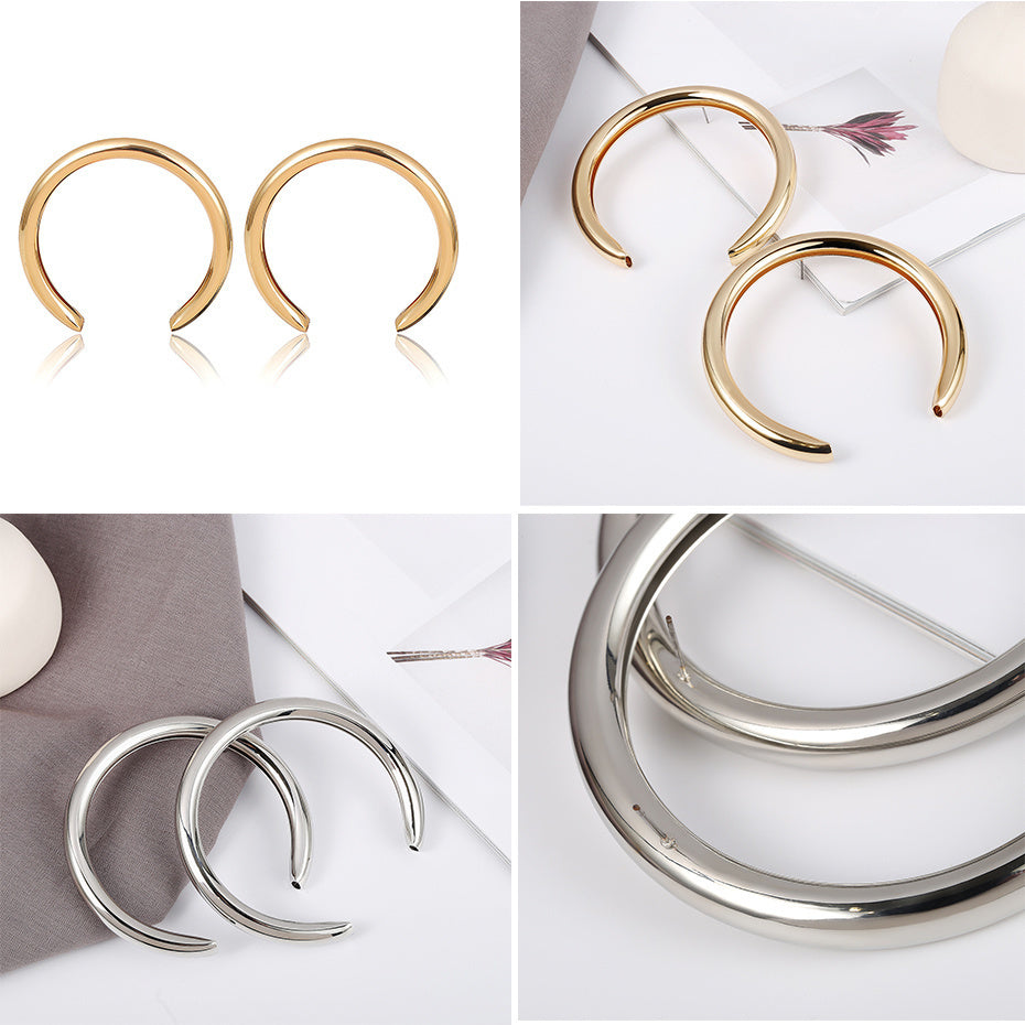 Punk Gold Color Big Hoop Earring Statement Simple Half Moon Crescent Thick Tube Circle Earring 2020 Ear Jewelry